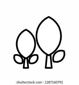Tree simple icon set. Silhouette symbol. Negative space. Vector isolated illustration