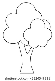 Tree, a simple image of a plant - a vector linear picture for a children's coloring book. Outline. Tree stylized black and white image for coloring