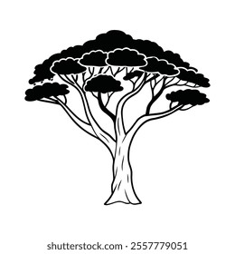 tree simple outline on white background illustration