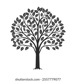 tree simple outline on white background illustration