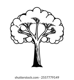 tree simple outline on white background illustration