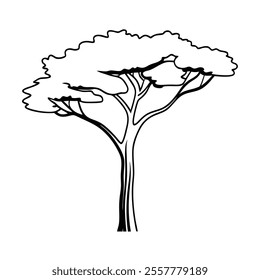 tree simple outline on white background illustration