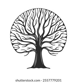 tree simple outline on white background illustration