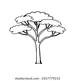 tree simple outline on white background illustration