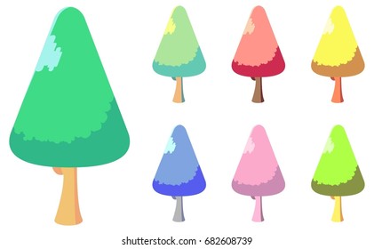 Tree with Simple Shape for Animation Asset Environment Game Sprite Background Novel Cover Kid Magazine Poster etc.