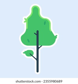 Tree simple vector sticker illustration. Green tree simple minimalist illustration. Cute tree illustration for kids.  