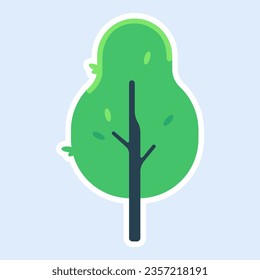 Tree simple vector sticker illustration. Green tree simple minimalist illustration. Cute tree illustration for kids.  