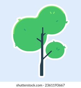 Ilustración de pegatinas de vector simple de árbol. Árbol verde simple ilustración minimalista. Ilustración de árboles para niños.  