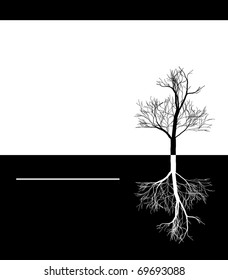 Tree simply black design ying yang concept.
