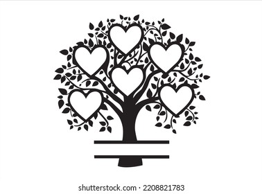 tree six hearts EPS family tree monogram EPS family tree 