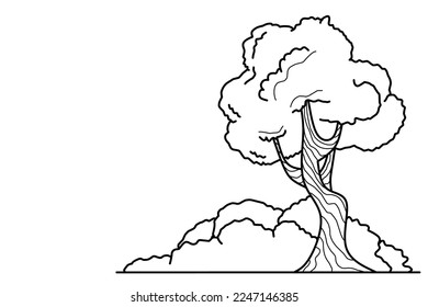 tree sketch illustration, coloring book design