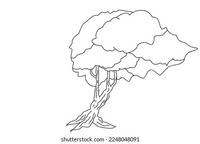 ilustración de esbozo de árbol, diseño de libro de coloreado con concepto de elegancia
