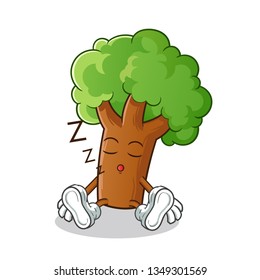 tree sleep mascot vector cartoon illustration