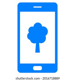 Tree and smartphone on white