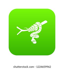 Tree snake icon green vector isolated on white background