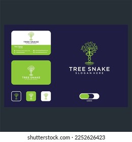 tree with snake logo design graphic template
