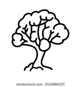 Baum mit Schnee Zweig Farbe Linie Symbol. Vektorgrafik.Bearbeitbarer Strich.
