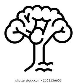 Tree with snow branch  line black icon. Sign for web page, mobile app, button, logo. Vector isolated button. Editable stroke.