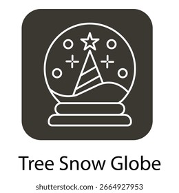Árbol en el icono de la Ilustración vectorial del globo de nieve para las Navidades Tema de Festiva