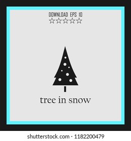 tree in snow sketch vector icon