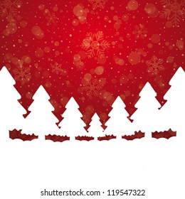 tree snowflake snow stars red white background