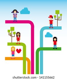 tree social network over sky background vector illustration