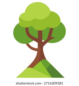 tree with soil landscape scene view nature flat color vector illustration template design