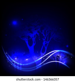 Tree with sparking background