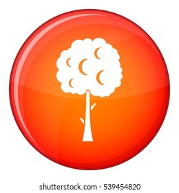 Tree with spherical crown icon in red circle isolated on white background vector illustration