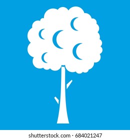 Tree with spherical crown icon white