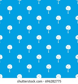 Tree with spherical crown pattern repeat seamless in blue color for any design. Vector geometric illustration