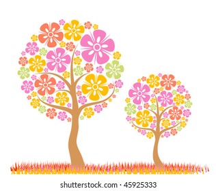 Tree spring background, vector illustration