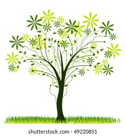 Tree spring background, vector illustration