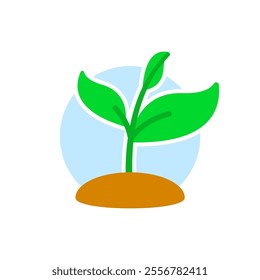tree sprout icon, featuring a small seedling with two leaves growing from the ground. representing eco friendly initiatives, sustainability, environmental campaigns or nature conservation projects