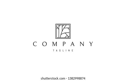 Tree Square Abstract Black vector logo 2 design