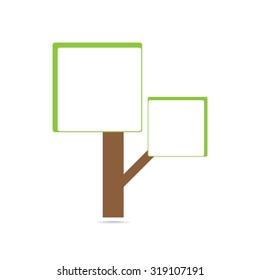 Tree with square and flat design on white background, vector illustration