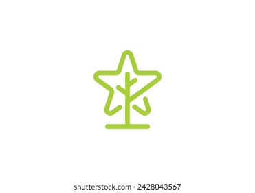 tree with star logo. creative plant nature symbol design template	
