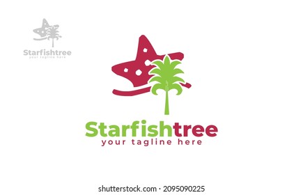 Tree starfish logo design. vector