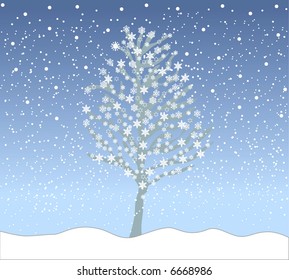 tree with stars and snowflakes