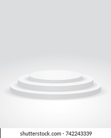 Tree step gray round podium template illustration for design