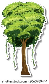 Tree sticker isolated on white background illustration