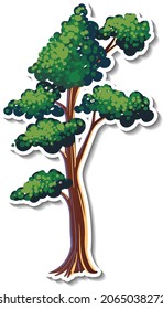 Tree sticker isolated on white background illustration