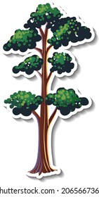 Tree sticker isolated on white background illustration