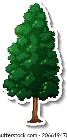 Pegatina de árbol aislada en ilustración de fondo blanco