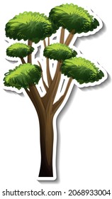 Adesivo de árvore isolado na ilustração de fundo branco
