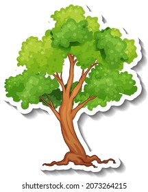 Tree sticker on white background illustration