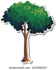 Tree sticker on white background illustration
