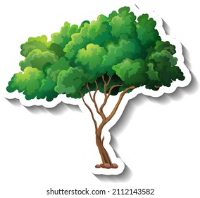 Tree sticker on white background illustration