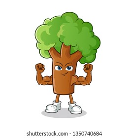 tree strong muscle mascot vector cartoon illustration