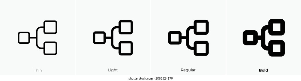 tree structure icon. Thin, Light Regular And Bold style design isolated on white background